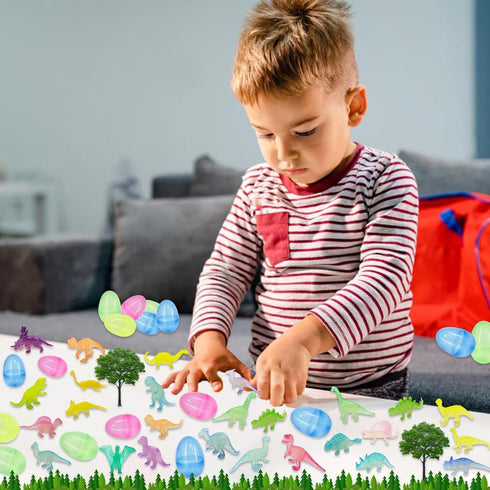 36 Pack Easter Eggs Filled with Glow in The Dark Dinosaur Toys, Easter Basket Stuffers for Toddlers Kids Boys Girls