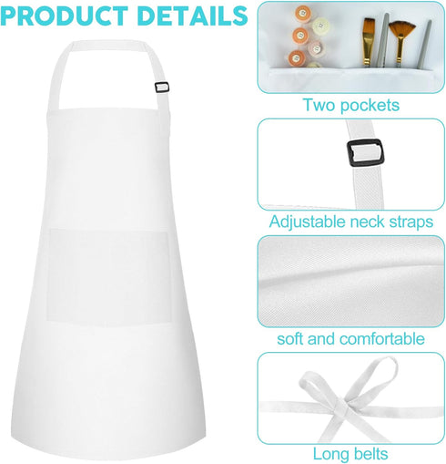 10 Pack Kids Apron, Adjustable Children Chef Aprons with 2 Pockets for Cooking and Crafts
