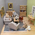 iLAND Miniature Wooden Dollhouse Furniture Set: Sofa, Cabinets, Coffee Table for Living Room (7pcs)