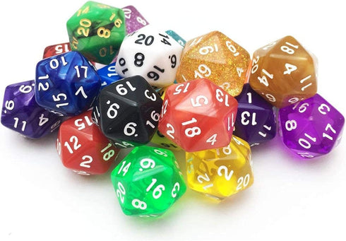 TecUnite 25 Pieces Polyhedral Dice Set with Black Pouch, Compatible with RPG MTG and Others, Classic Multi Colored