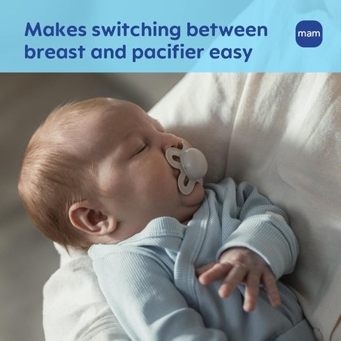 0-3 4 MAM Original Start Baby Pacifiers Months, BPA-Free Skin Soft Silicone Nipple, Glows in The Dark, Developed