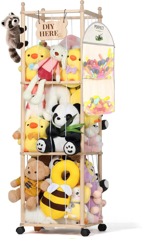 Stuffed Animal Storage & Organizer, 54 inch Tall Wooden Cute Zoo Toy