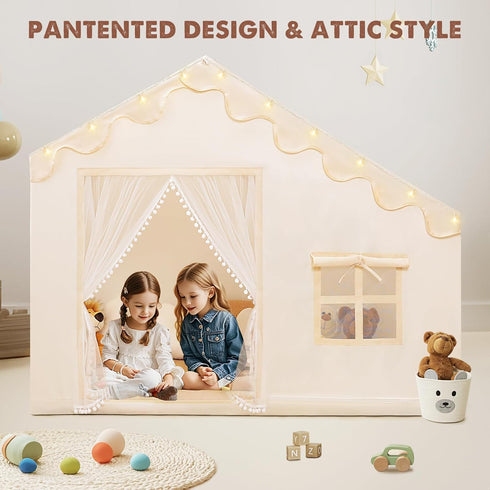 3-8, Kids Play Tent with Mat - Kids Tent Indoor with Star Lights and Flags, Toddler Tent for Kids Ages Toddler
