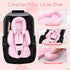3 Infant Car Seat Insert with Shoulder & Crocth Covers, Thickened Carseat Head and Body Support for Infant, Reversible