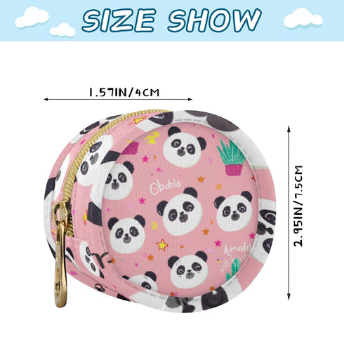 PYBUG Panda Round Pacifier Storage Case, Polyester & TPU Lined with Hook Buckle, Pacifier Container Box for Baby