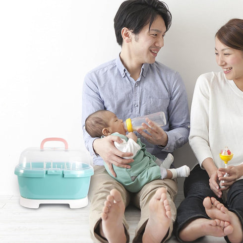 Bottle Drying Rack and Storage Box for Infants, Milk Bottle Organizing Case with Drainage, Plastic, Space-Saving Design
