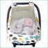 Fiwochic Dinosaurs Carseat Cover Baby Infant Car Seat Canopy Breathable Cotton Extra Large Mesh Window Windproof