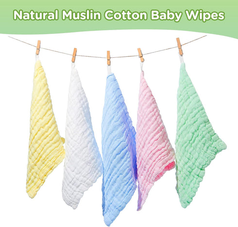 20 12 12 Inch 100% Breling Pcs Baby Muslin Washcloth x Cotton Soft and Absorbent Muslin Washcloth Burp Cloth Wipe