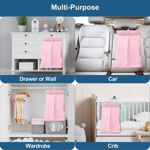 SPRINGSPIRIT Diaper Stacker Caddy Organizer, Easy Access & Dustproof Portable Hand Free Diaper Holder - Pink