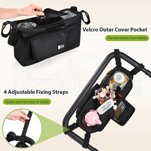 ZZM Parent Console Stroller Organizer Compatible with WONDERFOLD W2&W4&X, Jeep Wrangler, EVER ADVANCED Wagon,