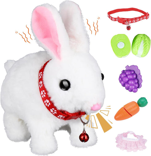 Jimate Bunny Plush with Jumping Action, Wiggling Ears, and Twitching Nose, Easter
