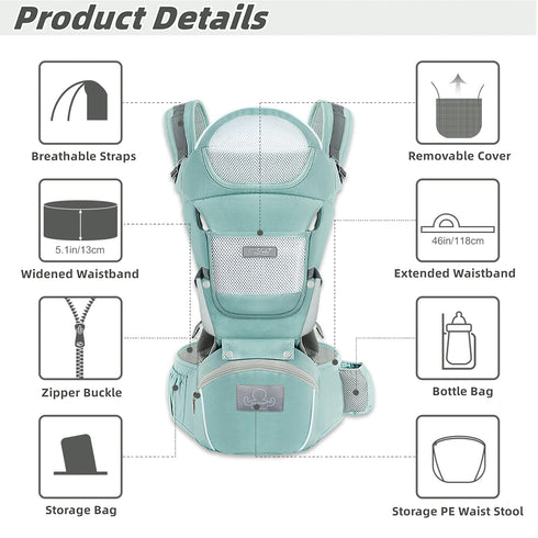 7-45lbs Baby Carrier Ergonomic Infant Carrier with Hip Seat Kangaroo Bag Soft Baby Carrier Newborn to Toddler Front