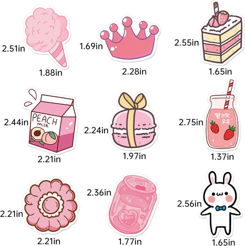 50PCS Cute Kawaii Stickers for Water Bottles, VSCO Pink Stickers for Laptop Aesthetic Gift for Kids Teens Girls