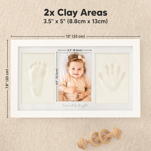 KeaBabies Baby Hand and Footprint Kit - Clay Handprint Keepsake Frame, Newborn Nursery Picture Frame, Personalized New