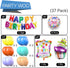 PartyWoo Happy Birthday Balloons - 37 pcs Mylar Letter Foil Balloons and Colorful Banner for Rainbow Birthday