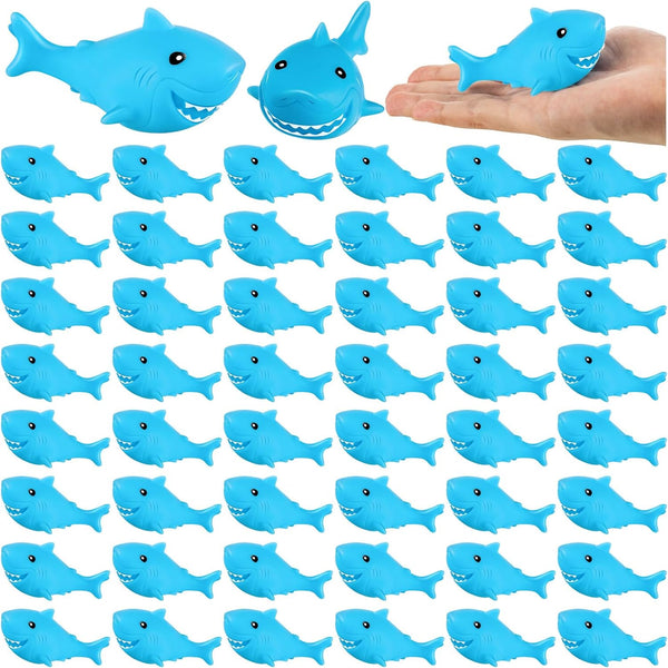 HFAYDZSW 100 Pcs Rubber Sharks for Kids, Blue Shark Bath Toys Cute Floating