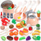CUTE STONE Kids Kitchen Accessories Set, Play Food Sets with Pots and Pans, Utensils Cookware Toys, Kitchen Playset