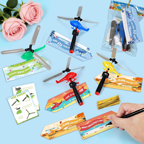 SANANT 28 Pack Valentines Day Gifts For Kids, Airplane Launcher Toys with Cards for Kids Classroom Exchange, Valentines