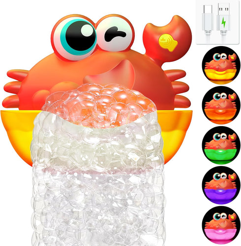 Toyjolka Bath Toys for Kids Ages 1-3,Light Up Baby Bath Toys Crab Bubble