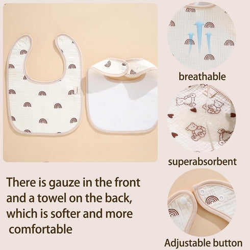 PurlHaven 6 Pack Baby Bandana Bibs, Waterproof Toddler Bib,Soft Cotton Absorbent Baby Bibs for Eating,Drooling,Teething