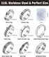 8pcs MUCAL Fidget Rings for Anxiety Stainless Steel Spinner Ring Anti Anxiety Ring Spinning Moon Star Cool Stress