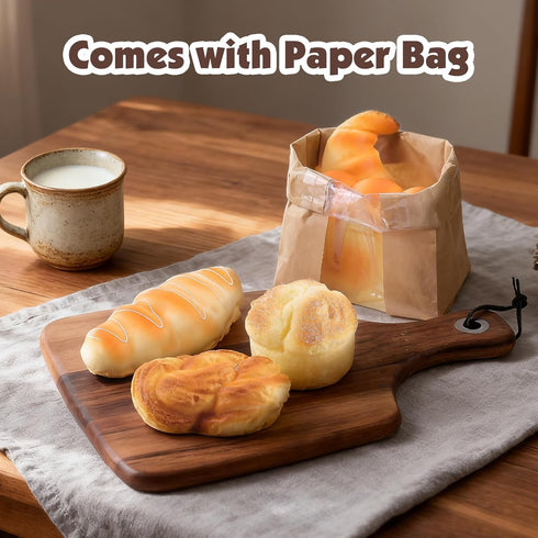 5 Anboor Pcs Bread Squishies Artificial Fake Toast Bread, Croissant,French Bread, Challah, Butter Bread Squish Toys