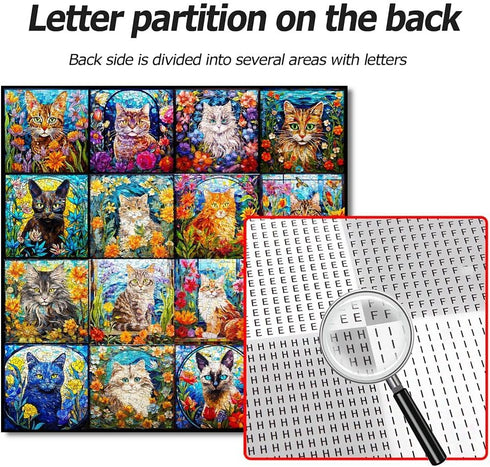 Bgraamiens 1000 Pieces Mosaic Art Puzzle - Cats and Flowers Stained Glass Art Puzzle for Adults, Impossible Color