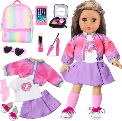 American 18 Inch Doll Clothes and Makeup Accessories Set - Dolls Makeup