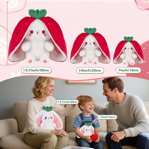 13.7inch MIAODAM Strawberry Bunny Plush Toy-Soft Huggable Stuffed Animal for Kids & Collectors, Birthday Present