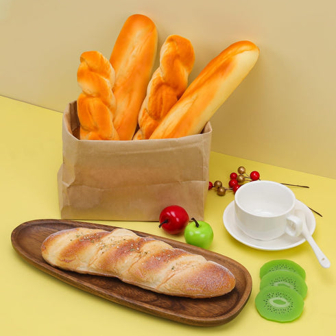 Meiwlong 5pcs Set,Realistic Fake Bread Artificial Bread for Display, Fake French Baguette Loaf of Bread Prop for Bakery