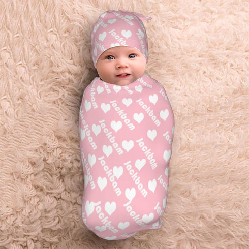Generic Set Personalized Baby Swaddle Blanket- Customized Nursery Blankets, Custom Newborn Gifts, Infant Hospital