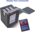 MTG Deck Box for Commander Display,Card Deck Box Fits 100 Double Sleeved Cards, Magic Commander TCG Card Storage Box with 2 Dividers,Drawstring Bag and 1 Toploader(Black/grey)