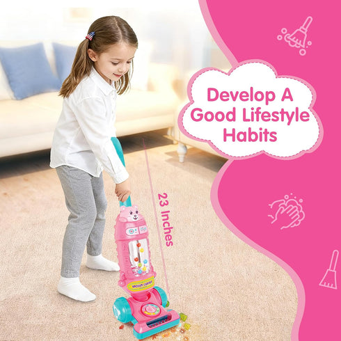 1-3, 18M+ FS Kids Vacuum Toy That Really Works with Lights & Sounds, Pretend Play Toy Vacuum for Toddlers Toddler