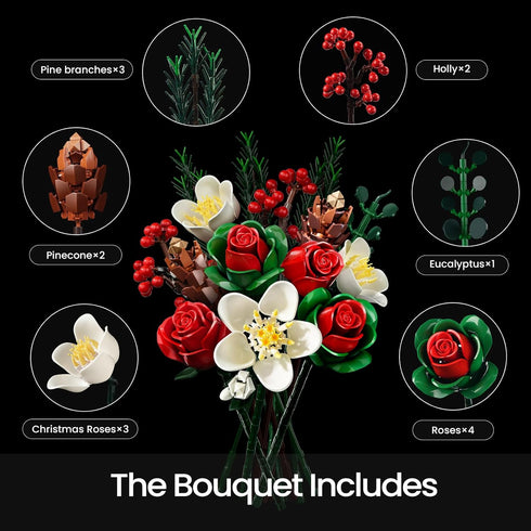 iATOM Set Flower Bouquet Building - Artificial Roses Botanical Collection for Adults - Gift for Mothers Day - Birthday