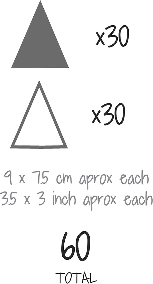 Tribal Triangles Wall Decals, Peel and Stick Vinyl Stickers for Kids, Baby Bedroom Nursery Decor (Grey)