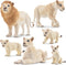 Toymany 6PCS White Lion Figurines with Lion Cubs, 2-5" Wild Life Jungle