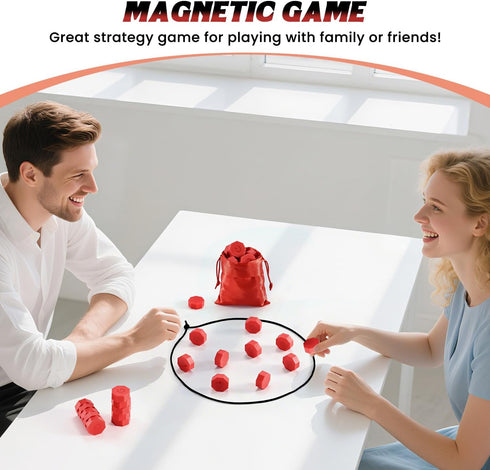 LULQZ Magnetic Chess Game with Stones, Magnet Game with String, Strategy Board Games, Family Games for Kids and Adults