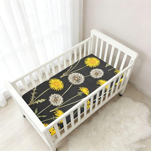 CZXW 52" 28" Botanical Dandelions Crib Sheets Fitted x Natural Cotton Soft & Breathable for Baby Crib Mattress