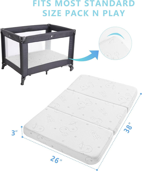 HDJOAPS Pack 38''x26'', Pack Pack Trifold and Play Mattress N Play Mattress Portable Baby Mattress for N Play