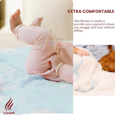 Cozy 30x40 Bow Blanket Blue Bows Soft Throw Blanket Reversible Premium Fabric for Best Comfort