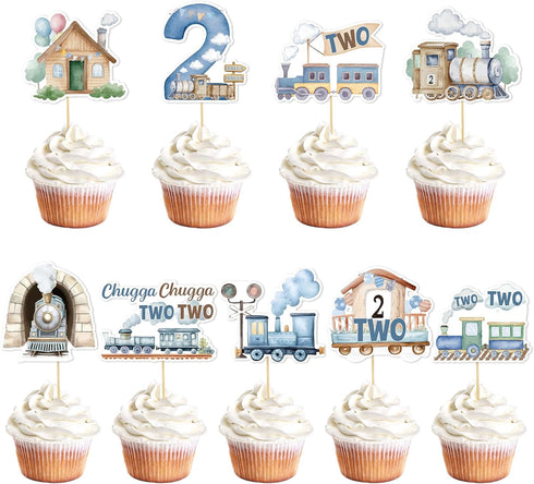 Chugga Chugga Two Two Party Decorations - Yoyuspy 36PCS 2nd Train Birthday