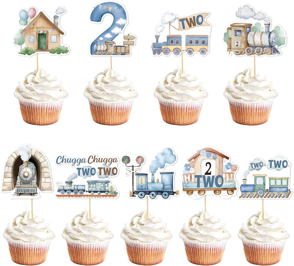 Chugga Chugga Two Two Party Decorations - Yoyuspy 36PCS 2nd Train Birthday