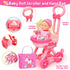 Set 12" 17pcs 3 4 5 6 7 Golray Girl Baby Doll Stroller Toy with Baby Doll & Baby Doll Accessories