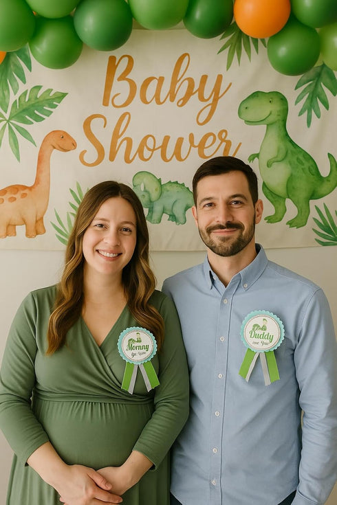 Dinosaur Baby Shower Pins for Mommy Daddy Grandma, Jungle Family to Wear, It's a Boy Baby Sprinkle