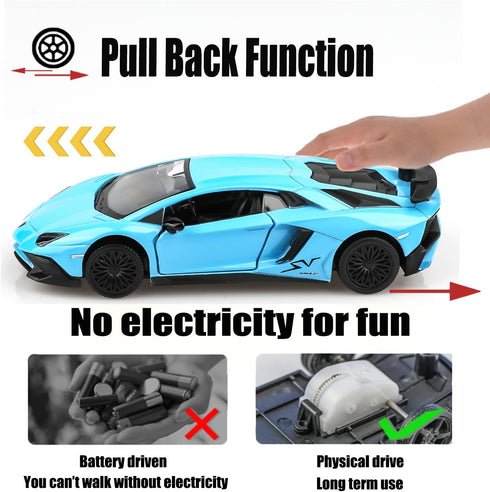 1/36 Scale LP750-4 SV Diecast Car Models, Pull Back Vehicles, Cars Gifts for Boys Girls