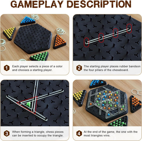 2-4 Chain Triangle Chess Game, Triggle Game, Board Game for Family Game Night - Family Board Games for Kids and Adults