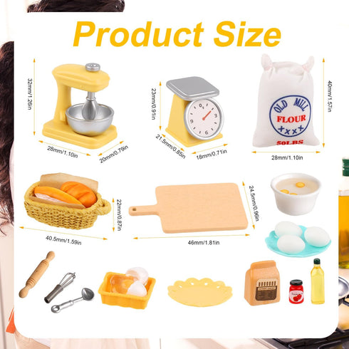XIHIRCD Set, 1 12 Miniature Food Toys : Dollhouse Miniatures Play Kitchen Accessories Flour Egg Bread Resin Dollhouse