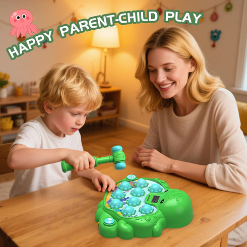 2 2+ Octopus Vitality Strike Game, Educational Musical Whack-A-Mole Toy with Game Modes, Digital Score Display, Toddler
