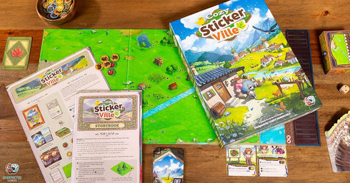 Cozy 8+, 1-6 30 Asmodee Stickerville Board Game - Narrative Strategy Game of Village Building & Storytelling