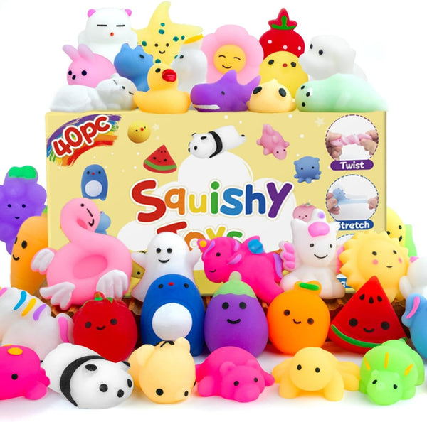 Waraoko 40 Pack Mochi Squishies Toy, Mini Kawaii Animals Squishy Party Favors for